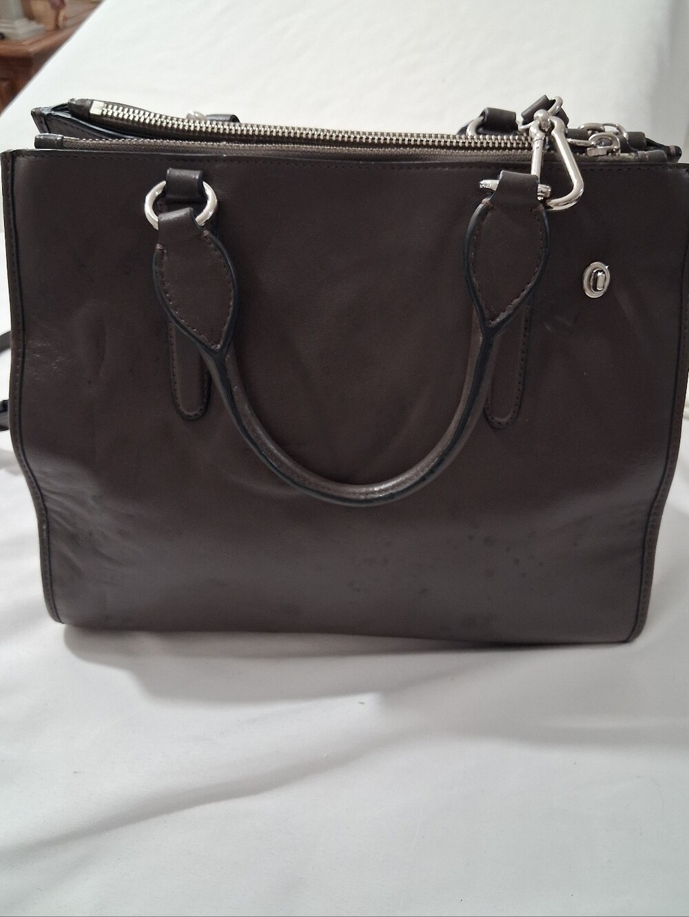 Coach Crosby Carryall Brown Leather Crossbody Satchel with Top Handles - Picture 12 of 12